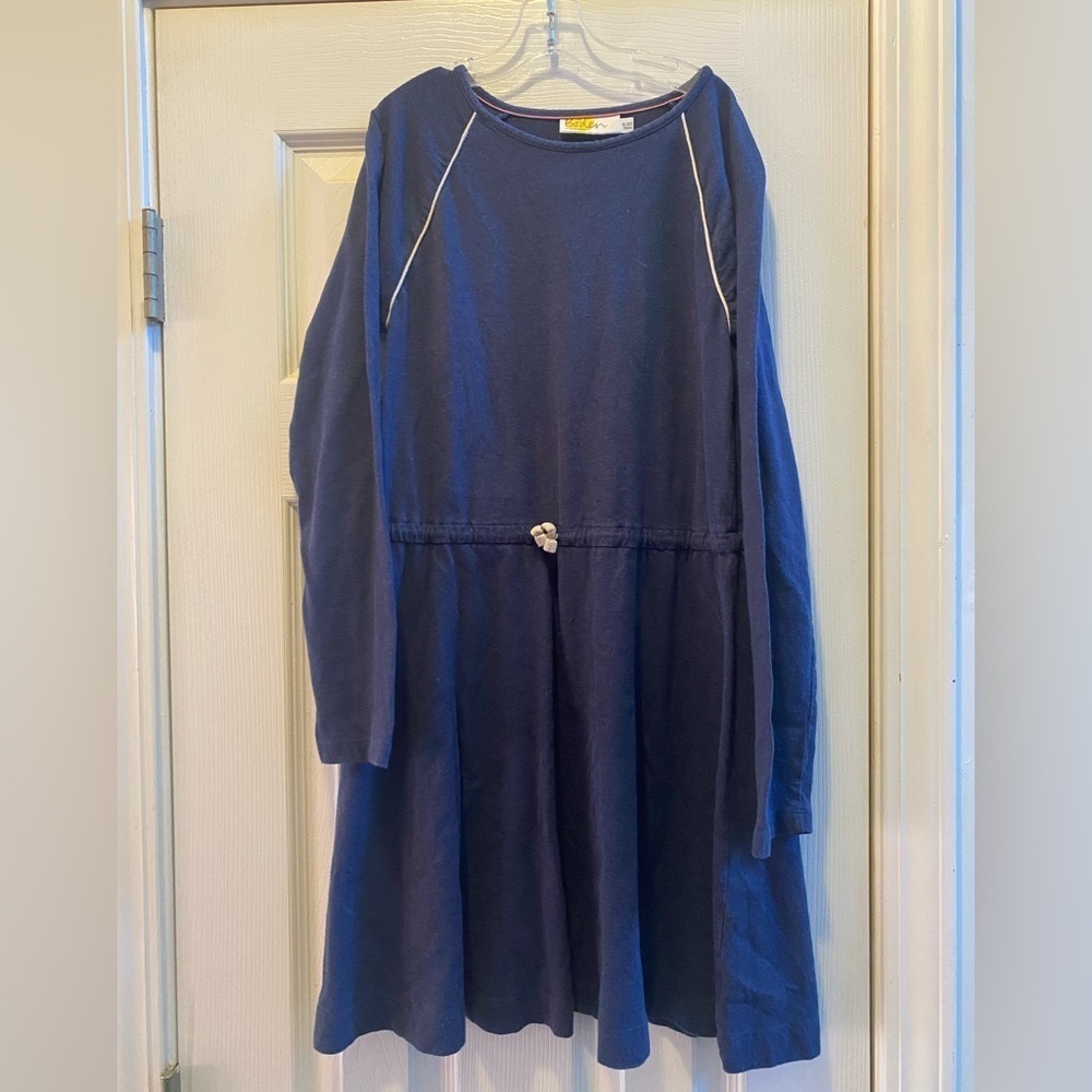 Boden Long Sleeve Gold Trim Skater Dress
